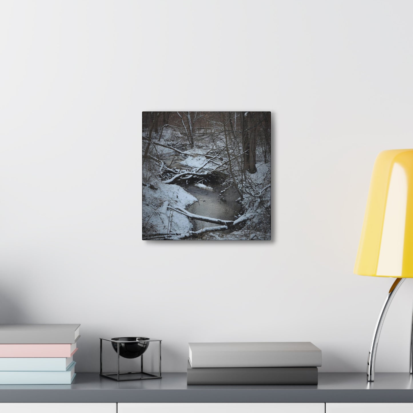 Canvas Gallery Wraps (Black Wrap) (Square) - Frozen pond in the park