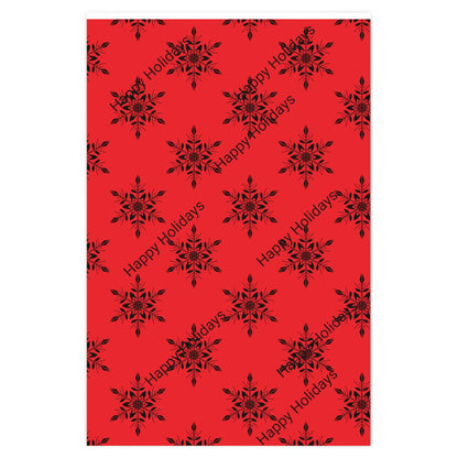 Wrapping Paper - Red Snowflakes Happy Holidays