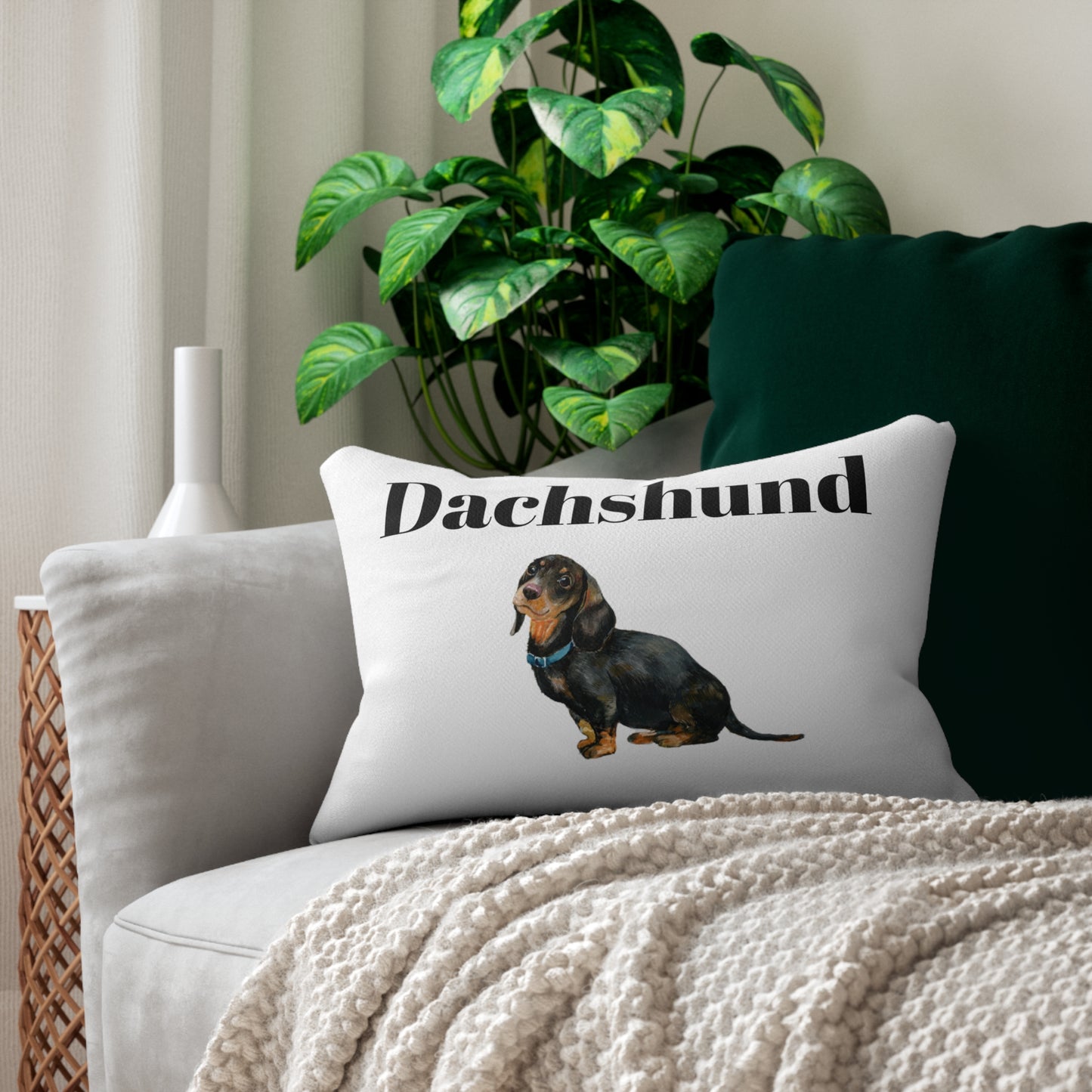 Spun Polyester Lumbar Pillow Dachshund