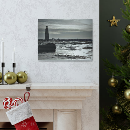 Canvas Gallery Wraps (White Wrap)-Winter Light House