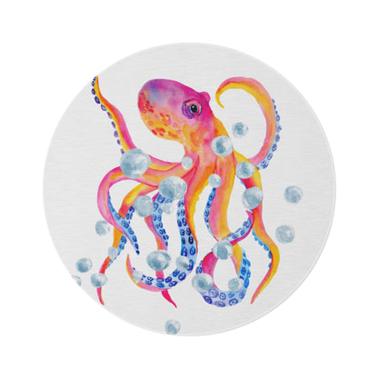 Round Rug - Octopus and Bubbles