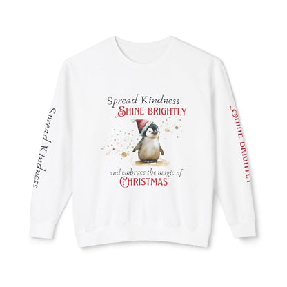 Unisex Lightweight Crewneck Sweatshirt - Spread Kindness, Shine Brightly Penguin