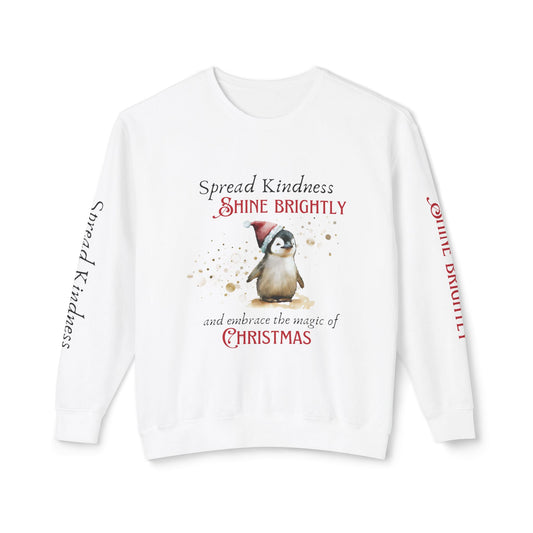 Unisex Lightweight Crewneck Sweatshirt - Spread Kindness, Shine Brightly Penguin