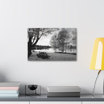 Canvas Gallery Wraps - Picinic by the river. Black and White