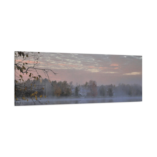Steaming morning at the river 60" X 20" Matte Canvas, Stretched, 1.25"