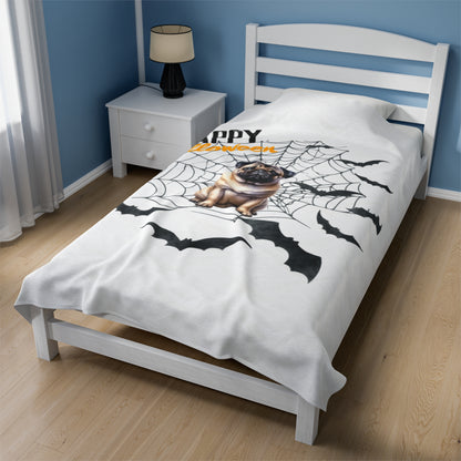 Velveteen Plush Blanket - Pug Halloween