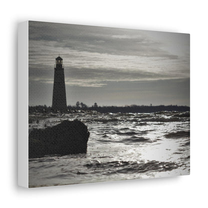 Canvas Gallery Wraps (White Wrap)-Winter Light House