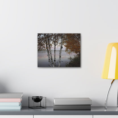 Canvas Gallery Wraps (White Wrap) - River view with morning fog