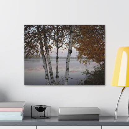 Canvas Gallery Wraps (White Wrap) - River view with morning fog