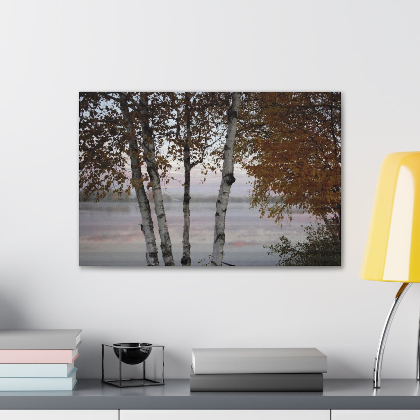 Canvas Gallery Wraps (White Wrap) - River view with morning fog