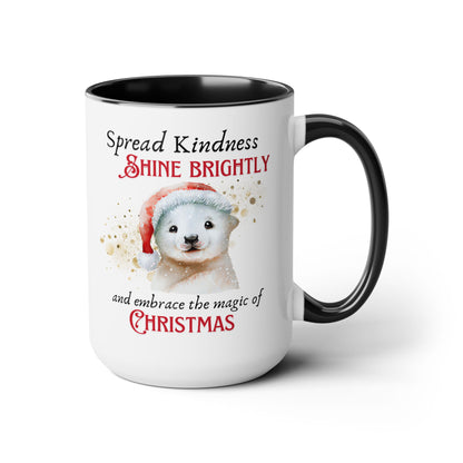 Two-Tone Coffee Mugs, 15oz - Magic of Christmas Polar Bear