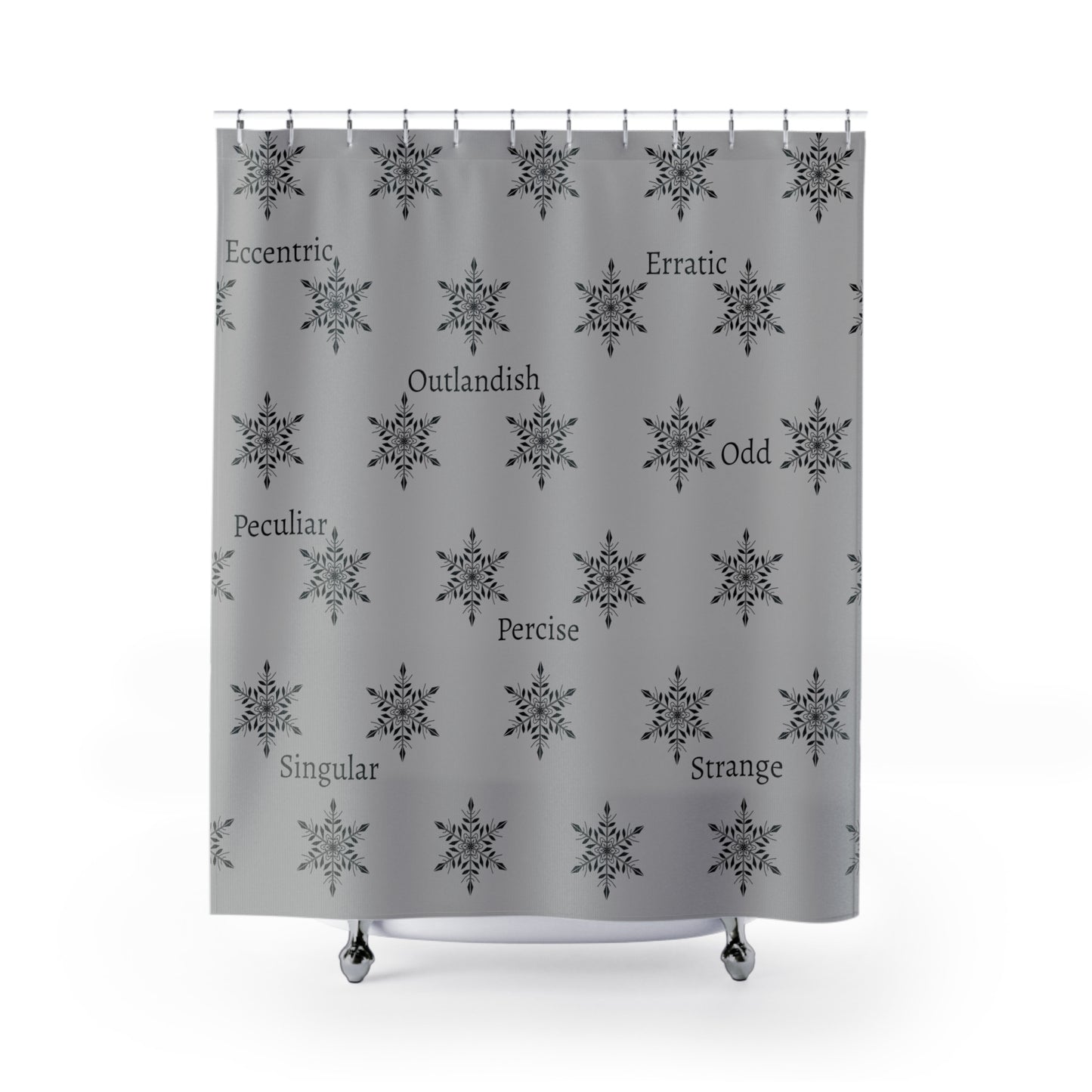 Shower Curtain - Grey - Snow Flakes