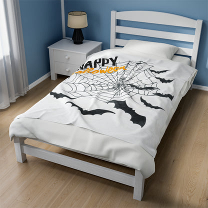Personalize Velveteen Plush Blanket - Happy Halloween