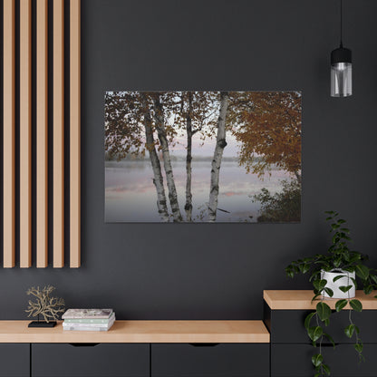 Canvas Gallery Wraps (White Wrap) - River view with morning fog