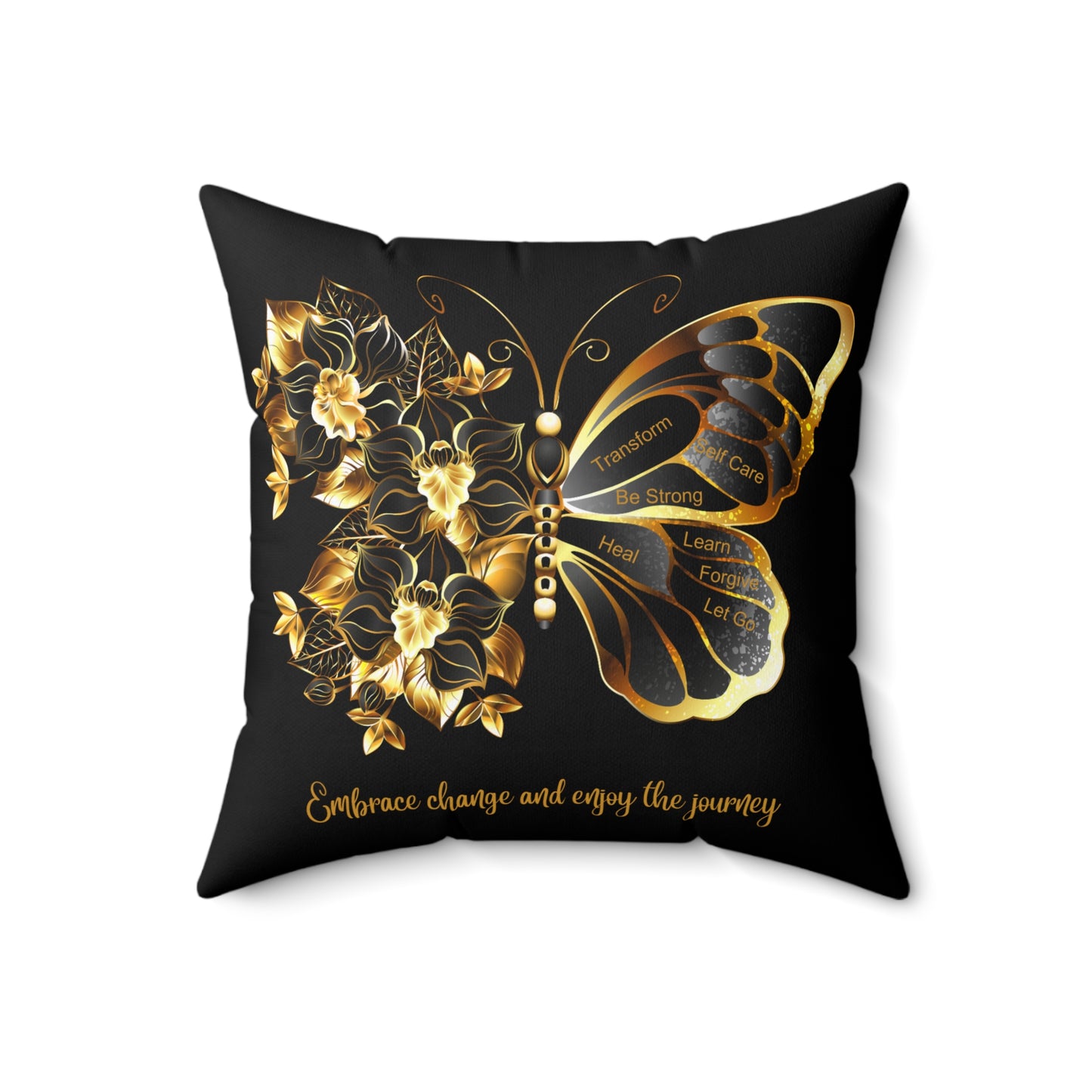 Spun Polyester Square Pillow Transform Black