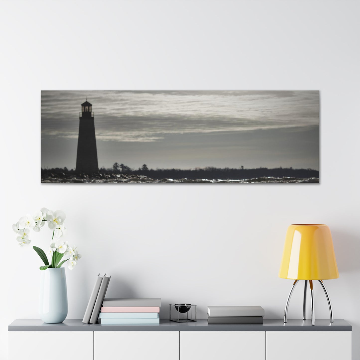 Canvas Gallery Wraps (White Wrap)-Winter Light House