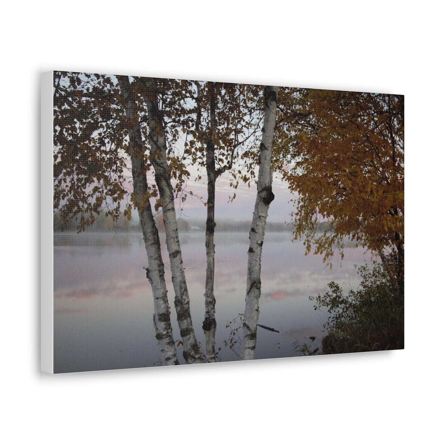 Canvas Gallery Wraps (White Wrap) - River view with morning fog