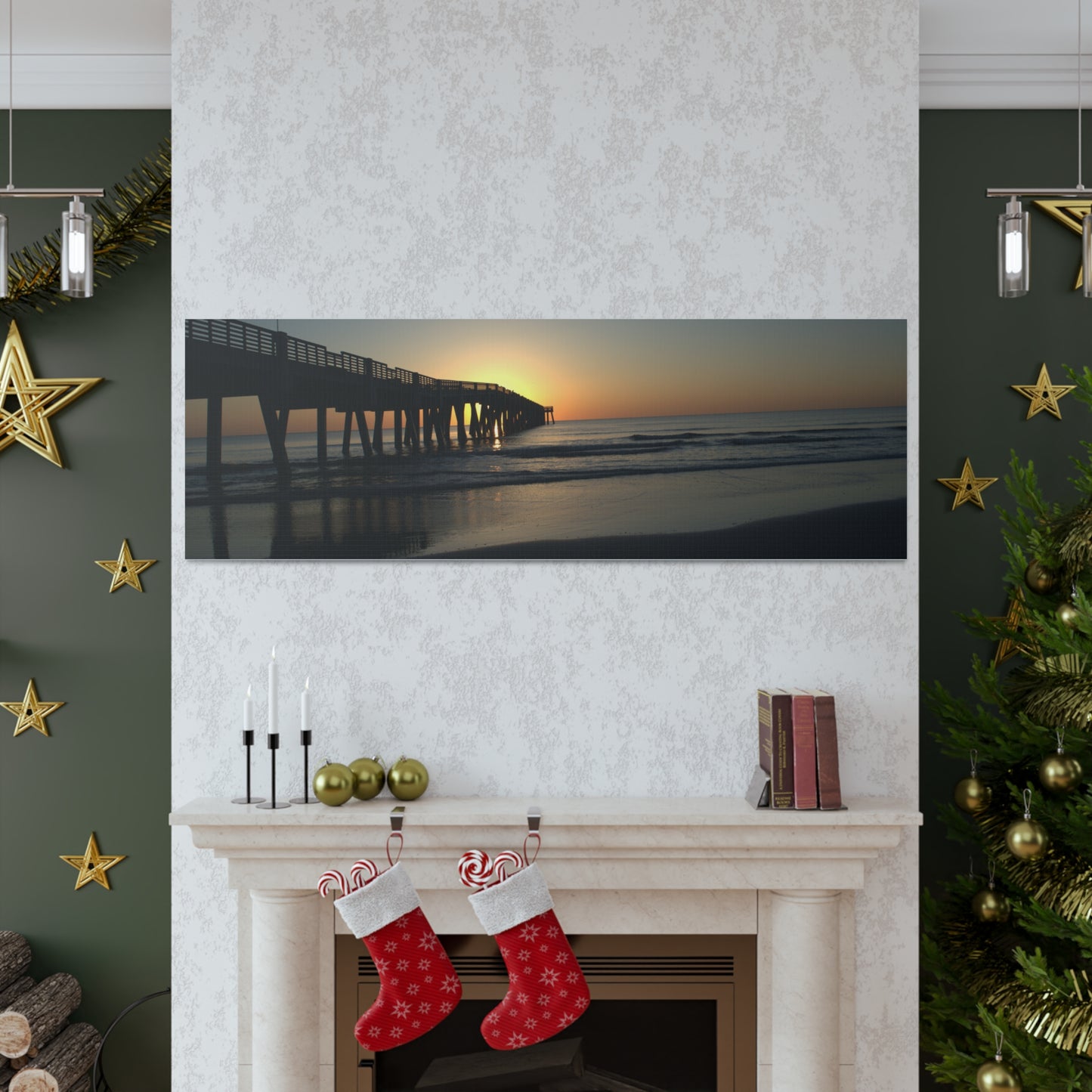 Canvas Gallery Wraps (White Wrap) (Long) - Sunrise at the pier