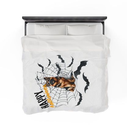 Velveteen Plush Blanket - German Shepard Halloween