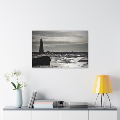 Canvas Gallery Wraps (White Wrap)-Winter Light House