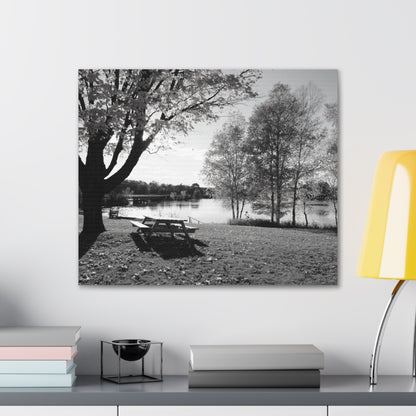 Canvas Gallery Wraps - Picinic by the river. Black and White