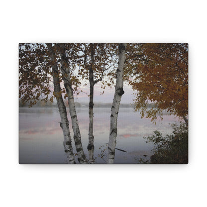 Canvas Gallery Wraps (White Wrap) - River view with morning fog