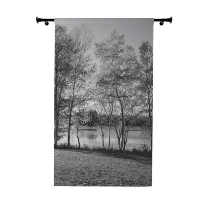 Black Out Window Curtains (1 Piece Right) Black and White River beyond the trees