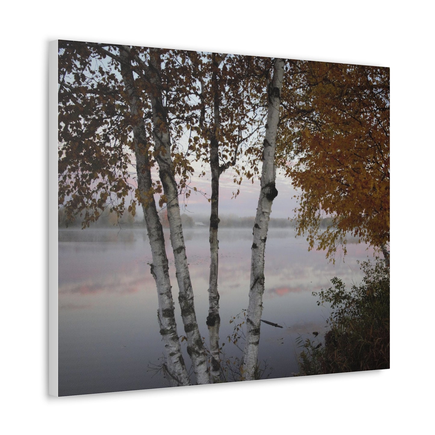 Canvas Gallery Wraps (White Wrap) - River view with morning fog