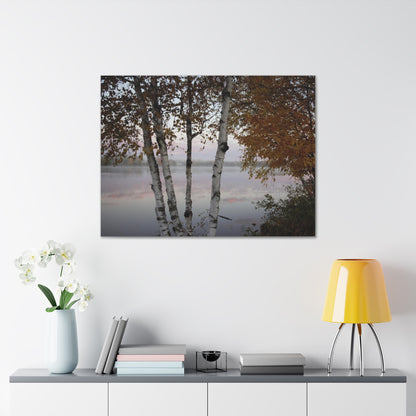 Canvas Gallery Wraps (White Wrap) - River view with morning fog