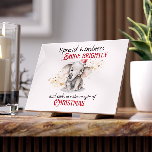 Ceramic Photo Tile - Magic of Christmas - Baby Elephant