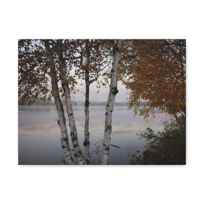 Canvas Gallery Wraps (White Wrap) - River view with morning fog