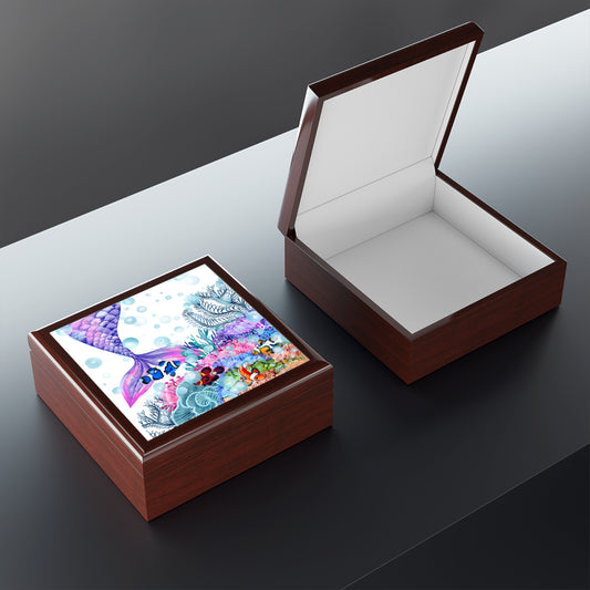 Jewelry Box – White Ceramic Mermaid Tail under the sea