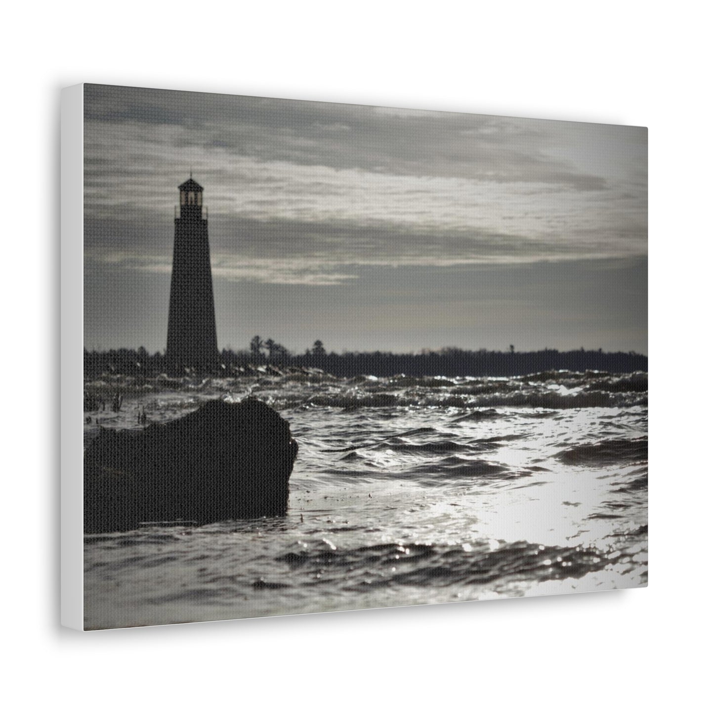 Canvas Gallery Wraps (White Wrap)-Winter Light House