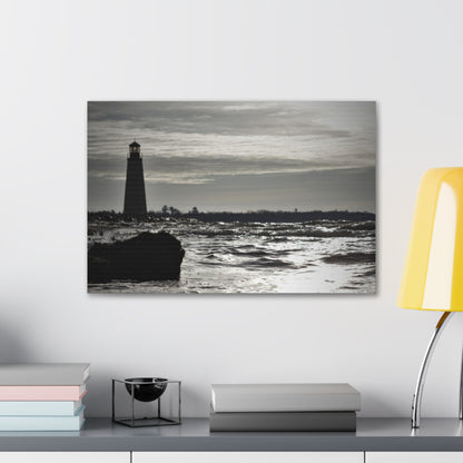 Canvas Gallery Wraps (White Wrap)-Winter Light House