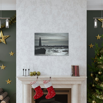 Canvas Gallery Wraps (White Wrap)-Winter Light House