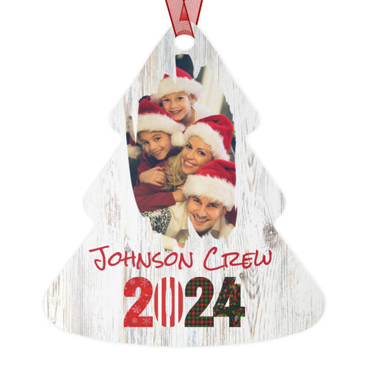 Metal Ornaments - Tree Shape - Family Crew with photo 2024