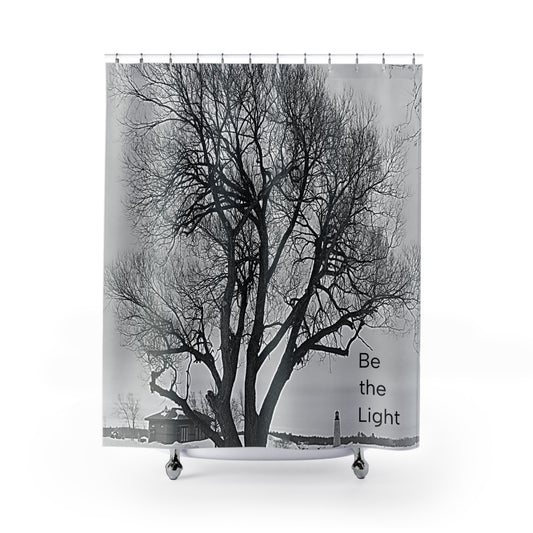 Shower Curtain - Winter Light House Be the Light