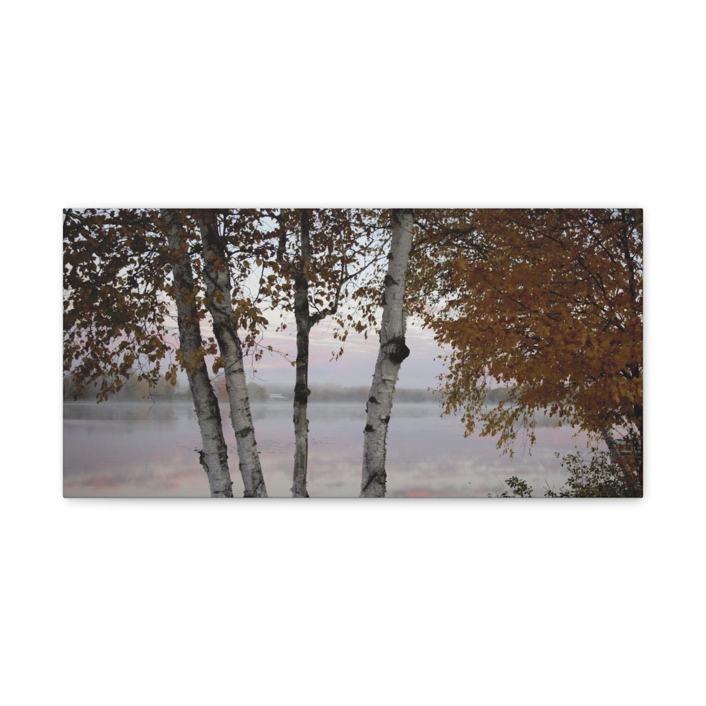 Canvas Gallery Wraps (White Wrap) - River view with morning fog