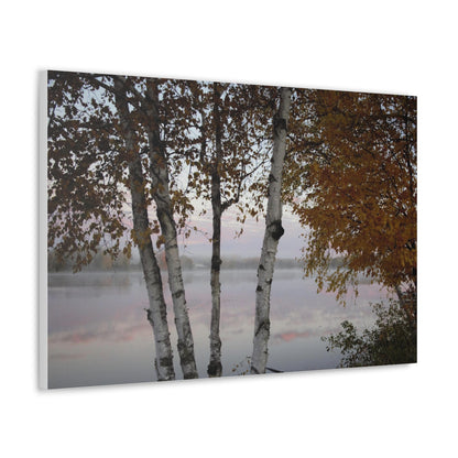 Canvas Gallery Wraps (White Wrap) - River view with morning fog