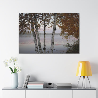 Canvas Gallery Wraps (White Wrap) - River view with morning fog