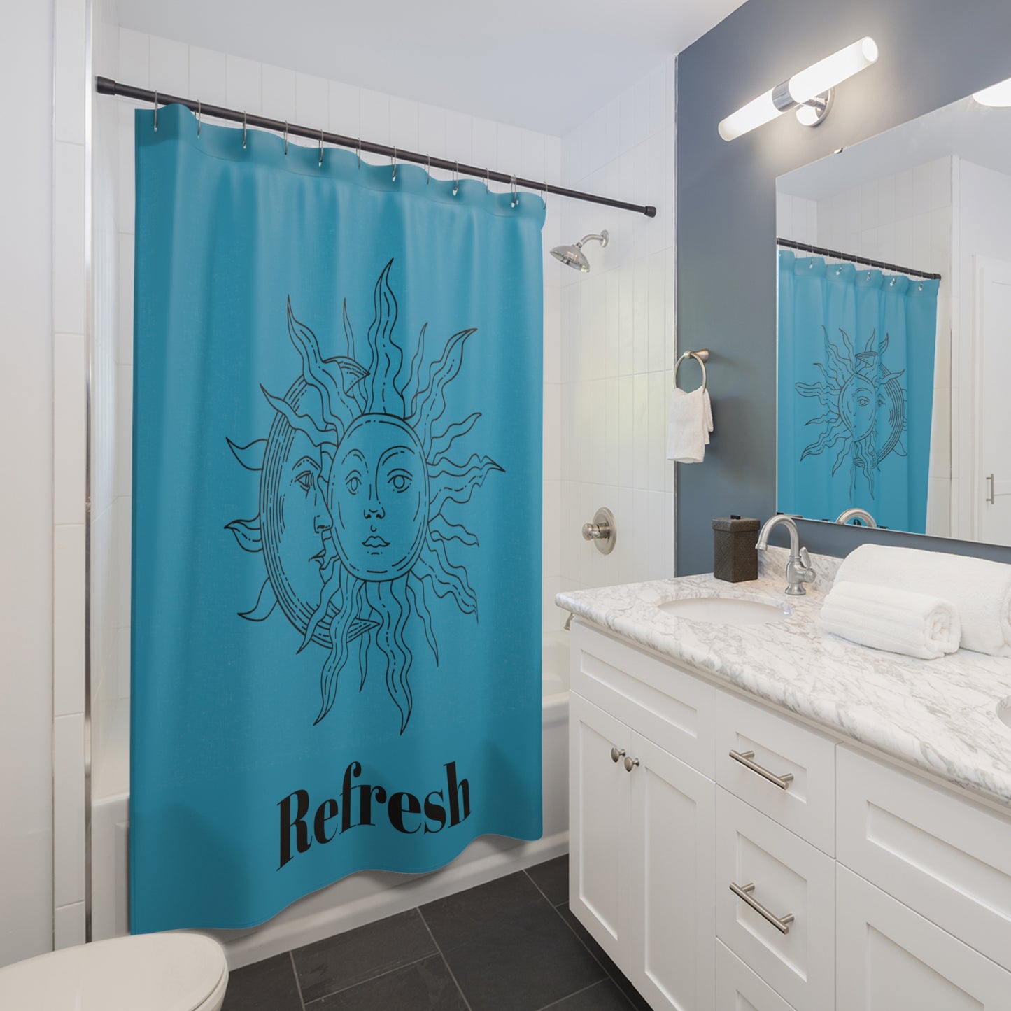 Shower Curtain - Sun Moon Blue Refresh