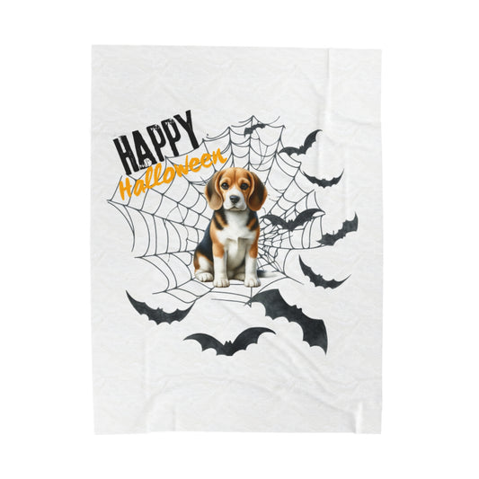 Velveteen Plush Blanket - Beagle Halloween
