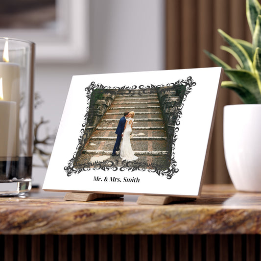 Personalized Ceramic Photo Tile - Wedding,  with Name
