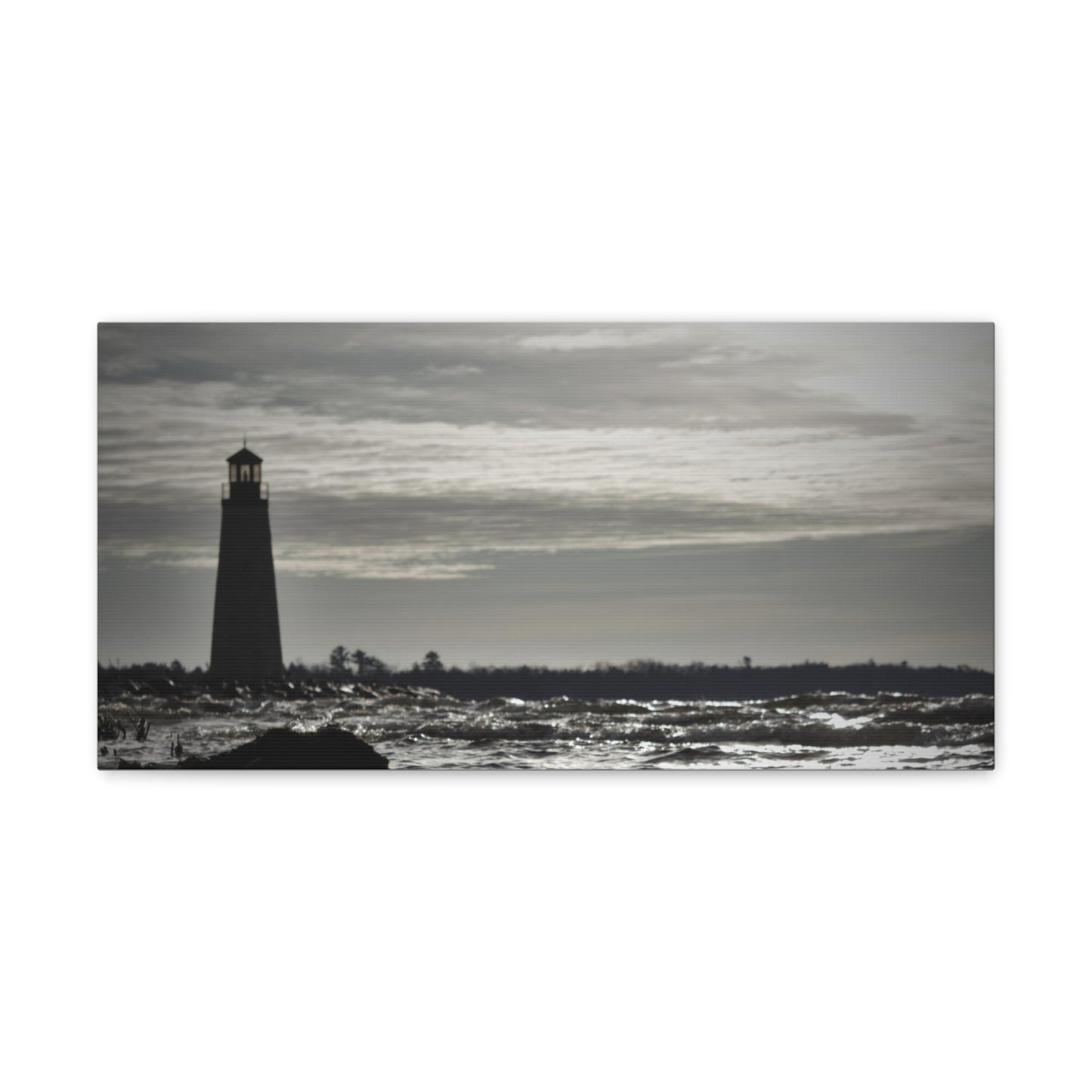 Canvas Gallery Wraps (White Wrap)-Winter Light House