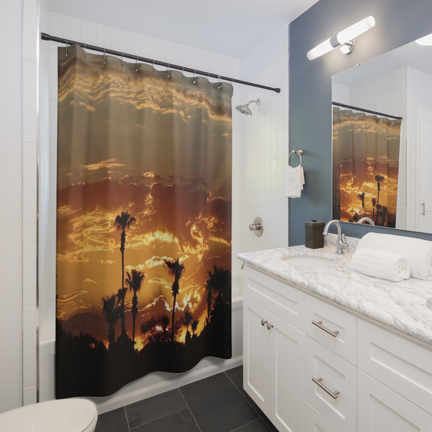 Shower Curtain - Palm tree Sunrise