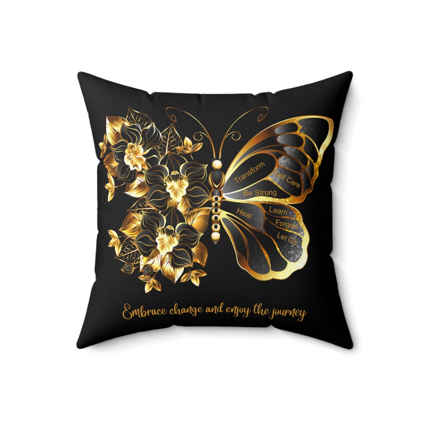 Spun Polyester Square Pillow Transform Black