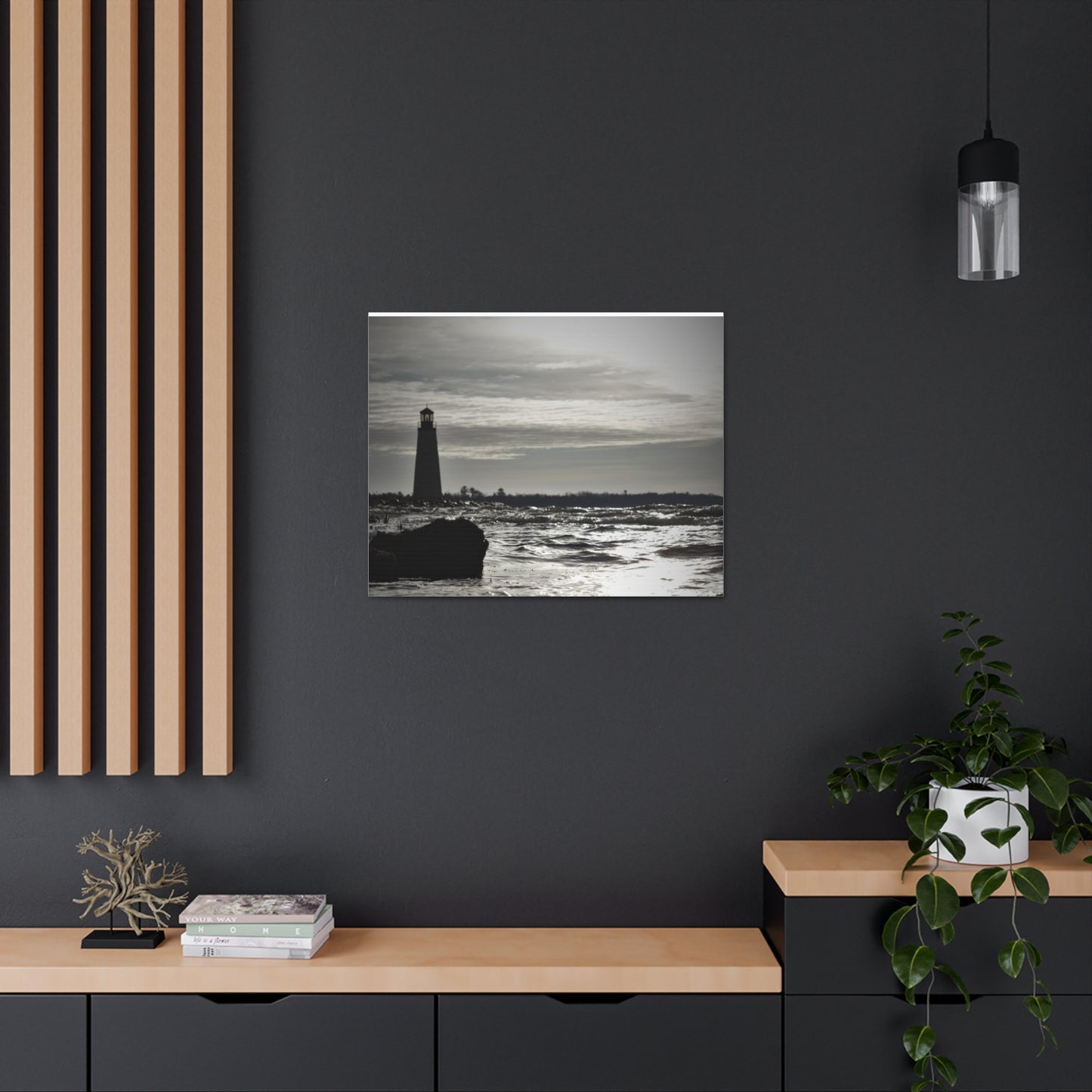 Canvas Gallery Wraps (White Wrap)-Winter Light House