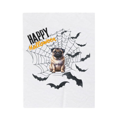 Velveteen Plush Blanket - Pug Halloween