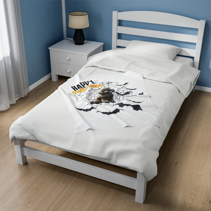 Velveteen Plush Blanket - Poodle Halloween