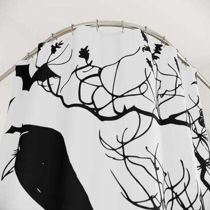 Shower Curtain - Halloween Scary Raven and tree
